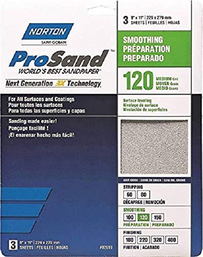 Norton Co. 2619 Norton 02619 3X Handy Aluminum-Oxide Sandpaper 120 Grit, 9 x 11-Inch,1-Pack - NewNest Australia