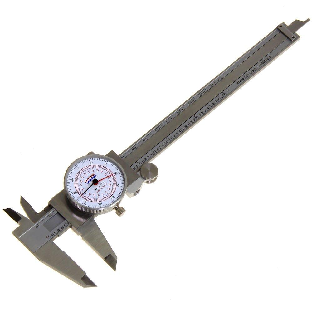 Anytime Tools Dial Caliper 6" / 150mm DUAL Reading Scale METRIC SAE Standard INCH MM - NewNest Australia