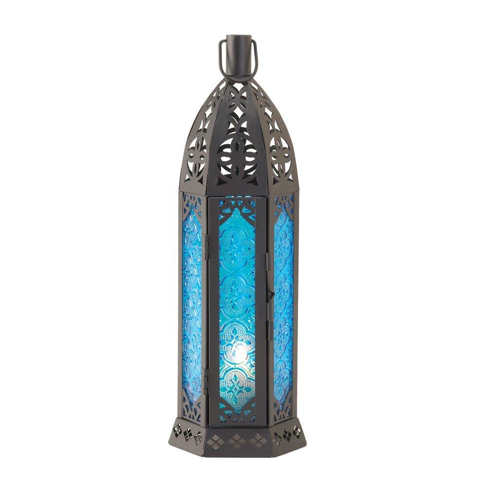 NewNest Australia - Koehler 15245 13 Inch Tall Floret Blue Candle Lantern 