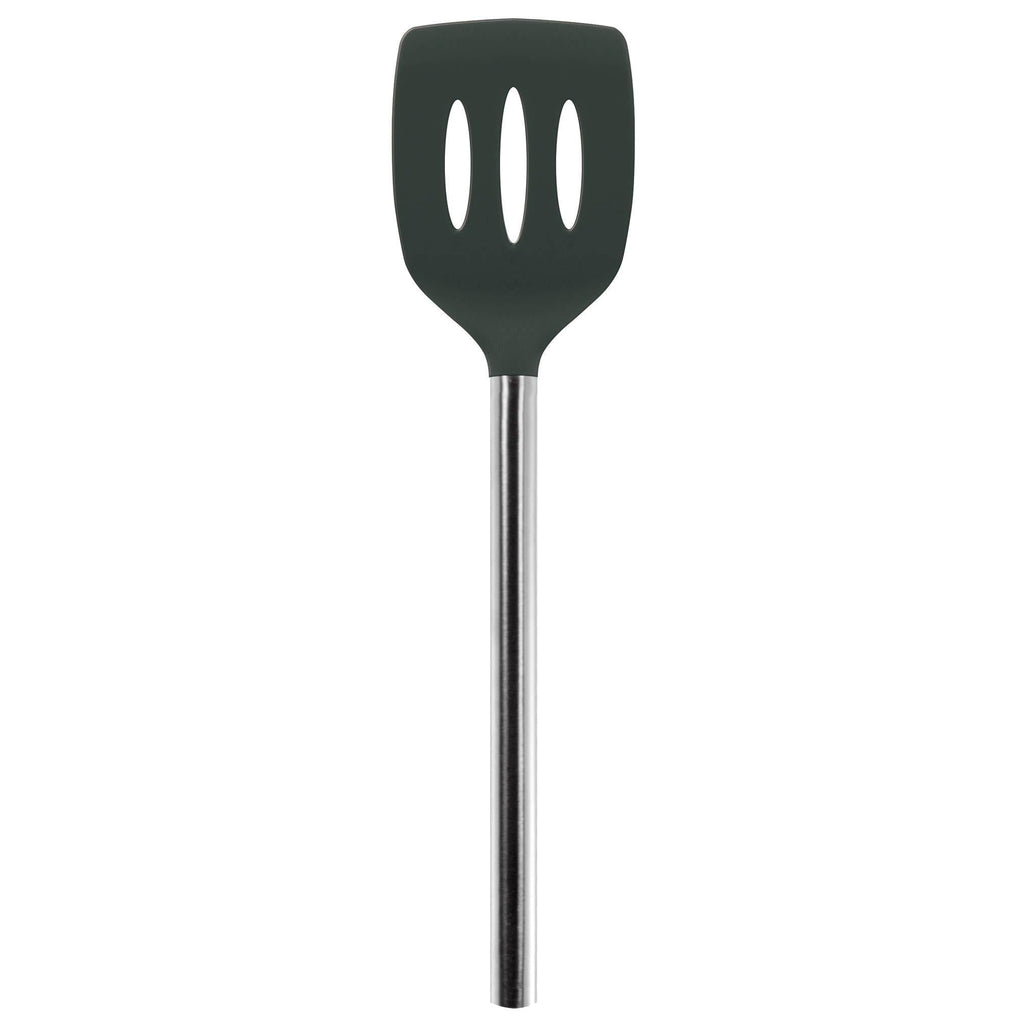 NewNest Australia - Tovolo Silicone Slotted Turner With Stainless Steel Handle, Pancake Spatula, Scratch-Resistant Kitchen Utensil for Nonstick Cookware & Cast Iron Skillets 1 EA Charcoal 