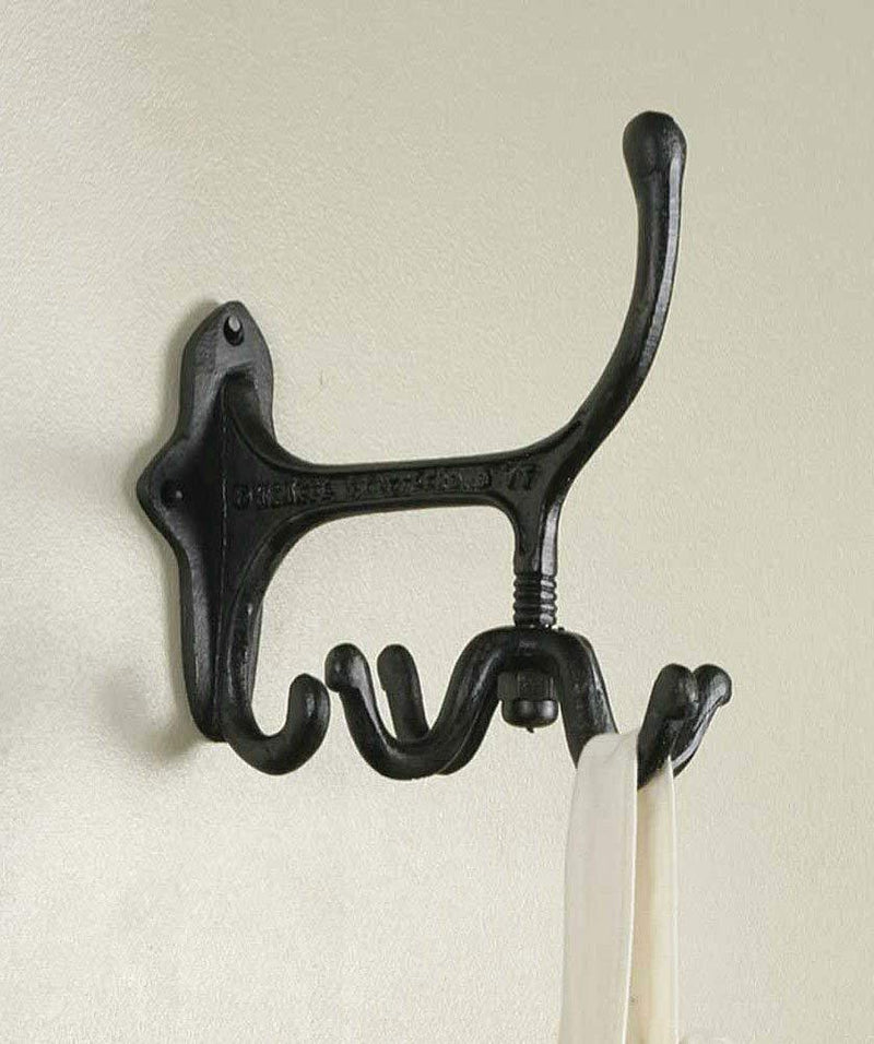 NewNest Australia - CTW Decorative Cast Iron Metal Spinning Wall Mount Hook, Vintage Inspired from 1895 Decor, Black 1 pack 