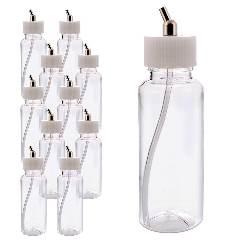 Master Airbrush (Pack of 10) TB-009 Empty 3.4-Ounce (100cc) Plastic Jar Bottles with 30° Down Angle Adaptor Lid Assembly - Fits Dual-Action Siphon Feed Airbrushes, Use with Master Badger Paasche Iwata - NewNest Australia