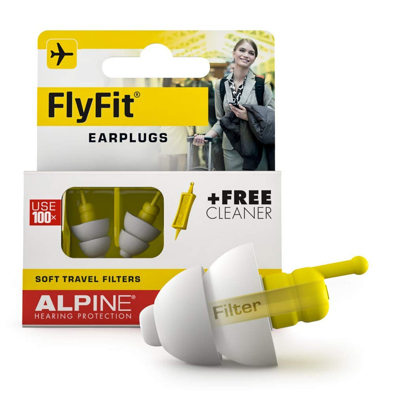 Alpine FlyFit Airplane Pressure Relief Earplugs 100x Reusable Hygienic Flying Plugs Prevent Ear Pain & Reduce Noise for Adults - Plane Travel Hearing Protection with Hypoallergenic Ultra Soft Filter - NewNest Australia