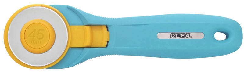 OLFA 45mm Quick-Change Rotary Cutter (RTY-2/C) - Rotary Fabric Cutter w/ Blade Cover for Crafts, Sewing, Quilting, Replacement Blade: OLFA RB45-1 (Aqua) - NewNest Australia