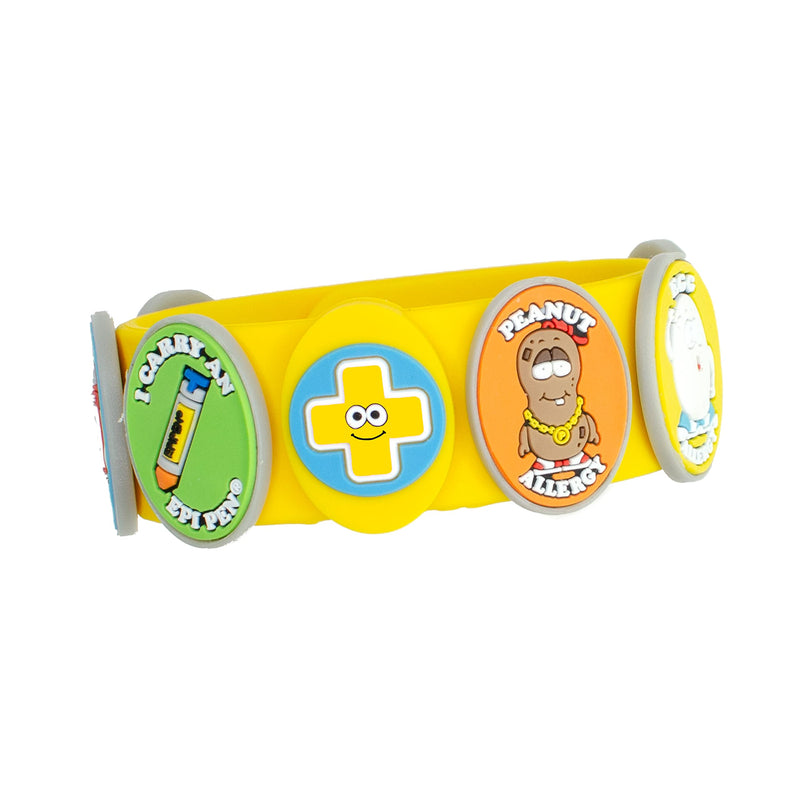 Food Allergy Bracelets for Kids – Bright, Fun Medical Charm Kit: Yellow Silicone Bracelet, Multiple Food Allergy Charms: Peanut, Nut, Dairy, Egg, Wheat & Epi Pen Charm, Medical Alert Bracelet for Kids - NewNest Australia