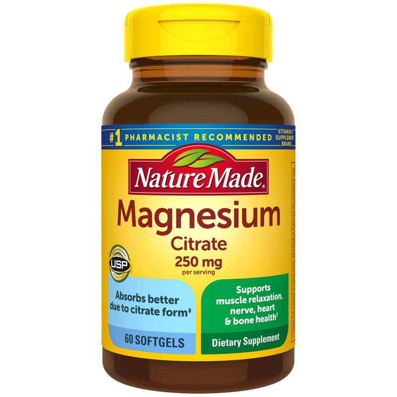 Nature Made Magnesium Citrate 250 mg, Dietary Supplement for Muscle Support, 60 Softgels, 30 Day Supply 60 Count - NewNest Australia