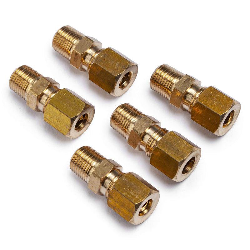 LTWFITTING Brass 1/4 OD x 1/8 Male NPT Compression Connector Fitting(Pack of 5) 1/4" OD x 1/8" Male NPT - NewNest Australia