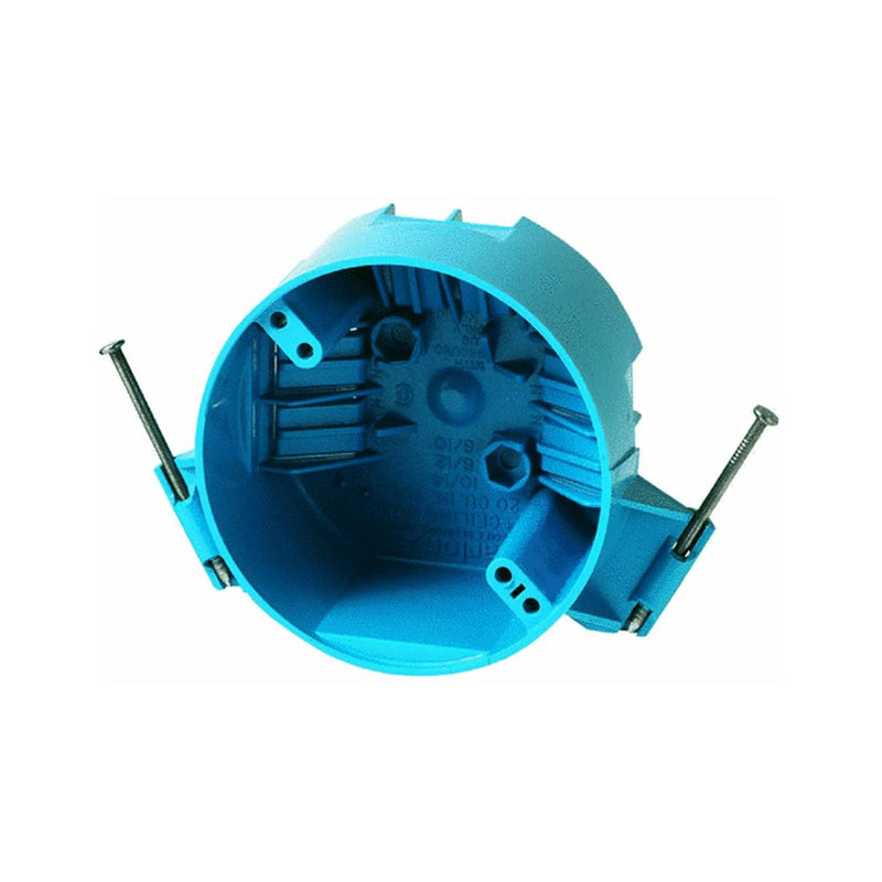 Carlon 4" Ceiling Box, PVC, Round, New Work, With Nails, Blue -No. B520AR-UPC, 4" - NewNest Australia