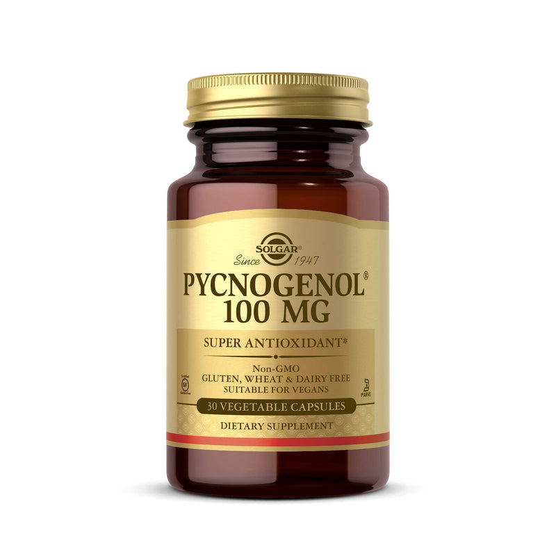 Solgar Pycnogenol 100 mg, 30 Vegetable Capsules - Antioxidant Protection - Healthy Leg & Vein Support - Non-GMO, Vegan, Gluten Free, Dairy Free, Kosher - 30 Servings - NewNest Australia
