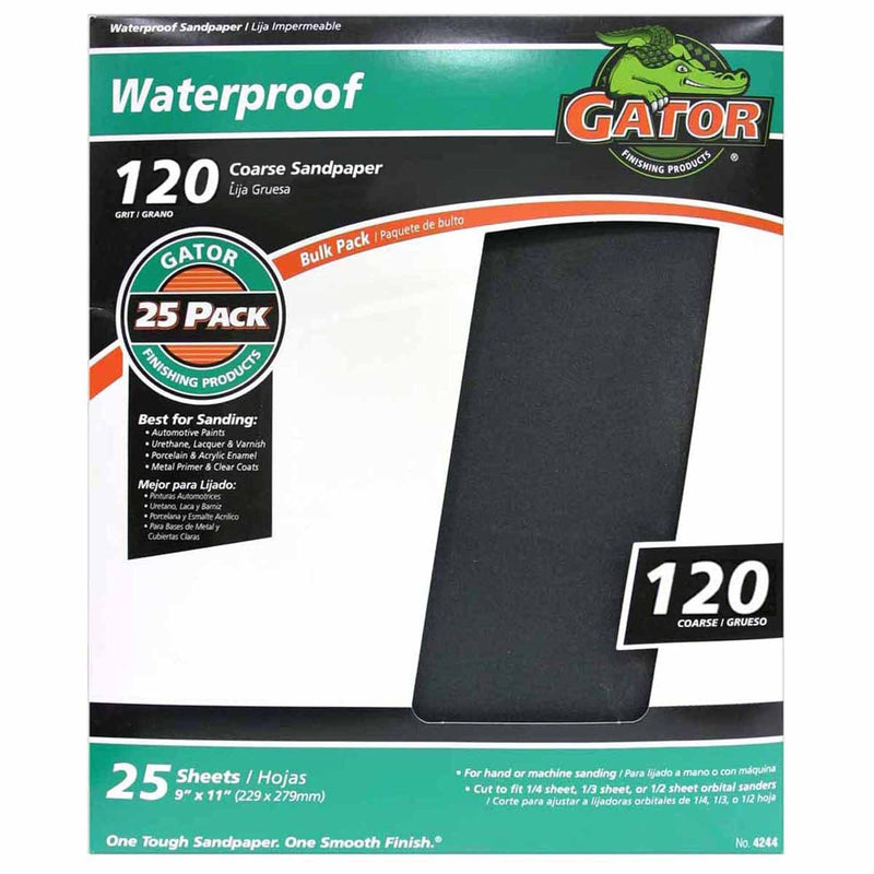 Gator Finishing 4244 120 Grit Silicon Carbide Sanding Sheets (25 Pack), 9" x 11" - NewNest Australia