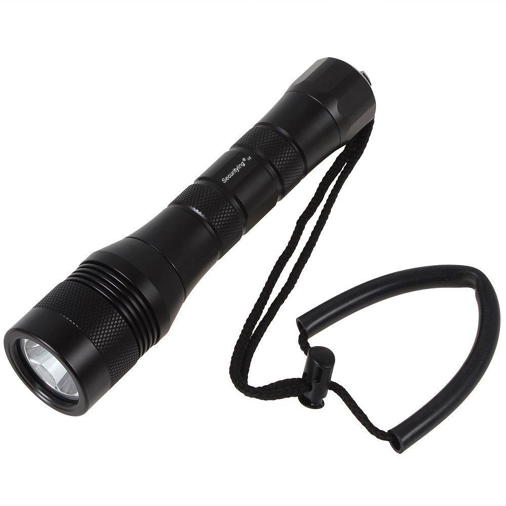 SecurityIng Waterproof 1000 Lumens Cree XM-L2 LED Diving Flashlight UnderWater 150m Depth Bright LED Lighting Lamp Dive Lights Torch for Diving Titanium - NewNest Australia