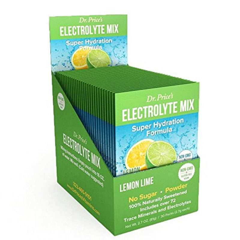 Dr. Price's Vitamins Electrolyte Mix Supplement Powder, 72 Trace Minerals, Potassium, Sodium, Electrolyte Replacement Keto Drink | Lemon-Lime 30 Packets | No Sugar, Keto, Vegan, Non-GMO, Gluten-Free - NewNest Australia