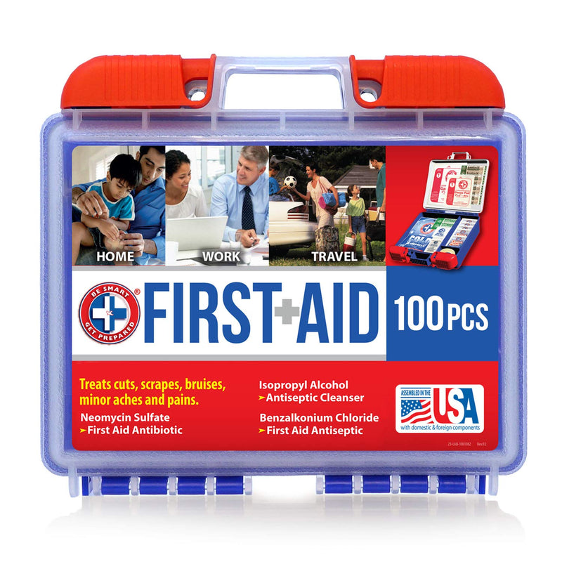 Be Smart Get Prepared 100 Piece First Aid Kit: Clean, Treat, Protect Minor Cuts, Scrapes. Home, Office, Car, School, Business, Travel, Emergency, Survival, Hunting, Outdoor, Camping & Sports - NewNest Australia