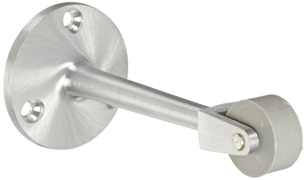 Rockwood 456L.26D Brass Straight Roller Stop, 8 X 3/4" OH SMS Fastener, 6-1/4" Projection, 2" Base Diameter, Satin Chrome Plated Finish - NewNest Australia