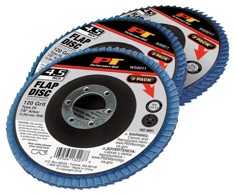 Performance Tool W50011 4.5" 120 grit Flap Disk 3 pack 120 grit Flap Disk (3pc) - NewNest Australia