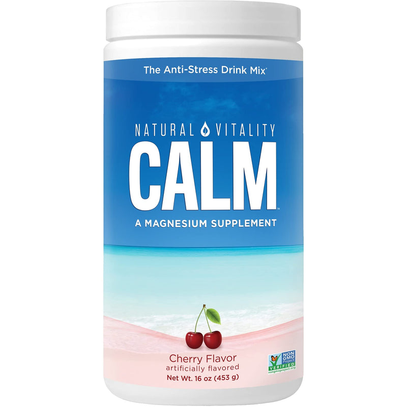 Natural Vitality Calm, Magnesium Citrate Supplement Powder, Anti-Stress Drink Mix, Cherry, 16 Ounces (Package May Vary) Cherry 16 oz - NewNest Australia