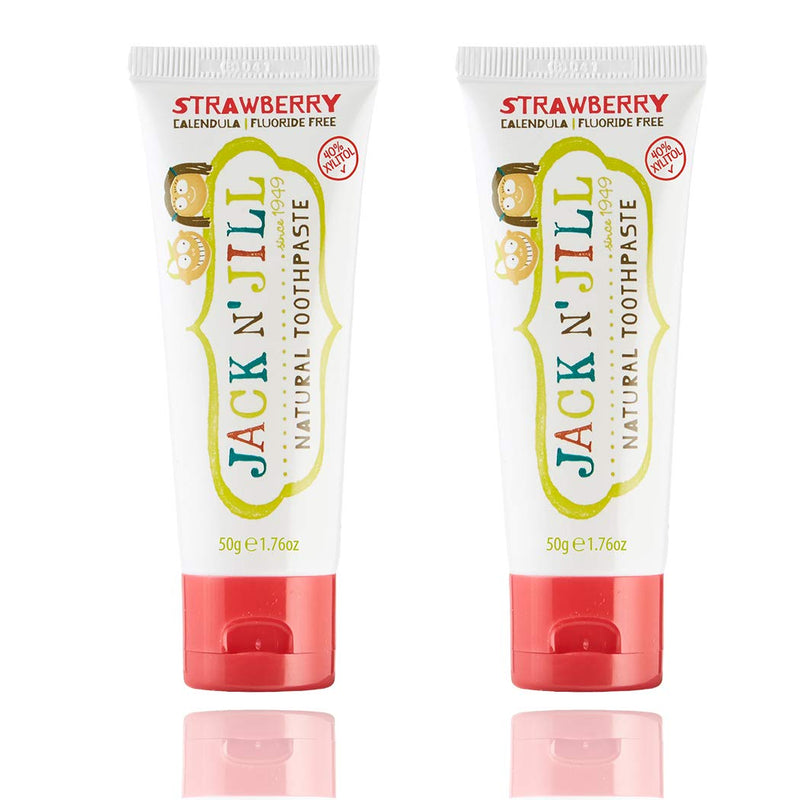 Jack N' Jill Natural Kids Toothpaste - Strawberry - Organic, Gluten Free, Vegan, BPA Free, Fluoride Free, SLS Free, Dairy Free - Making Toothbrushing Fun for Kids - 1.76 oz (Pack of 2) - NewNest Australia