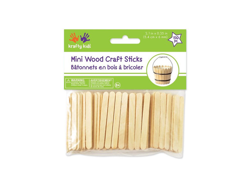 Krafty Kids CW496 Craftwood Mini Craft Sticks, 2 .13in by 0.25in, Natural, 150-Piece - NewNest Australia