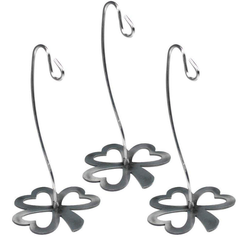 NewNest Australia - BANBERRY DESIGNS Irish Shamrock Decorations - Set of 3 Silver Metal Display Stands with Shamrock Bases - Stands Approx. 6 ¼” H 