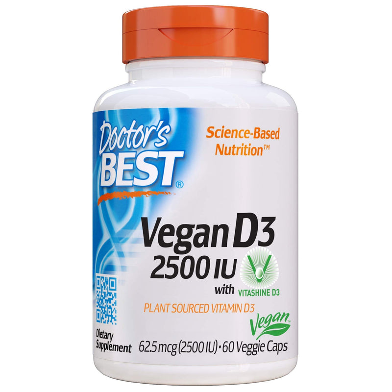 Doctor's Best Vitamin D3 2500IU with Vitashine D3, Non-GMO, Vegan, Gluten & Soy Free, Regulates Immune Function, Supports Healthy Bones, 60 Count 60 Count (Pack of 1) - NewNest Australia