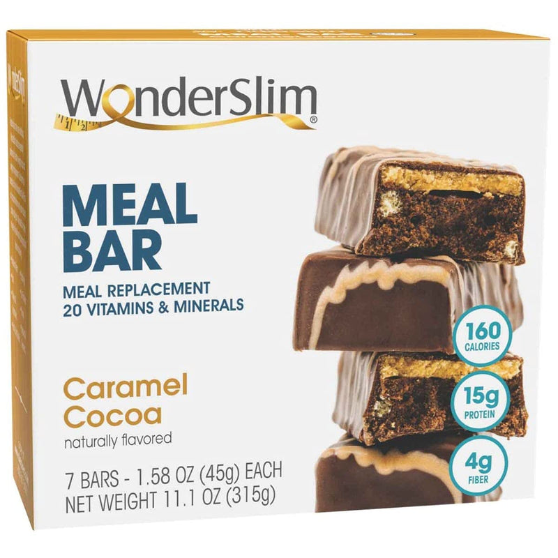 WonderSlim Meal Replacement Protein Bar, Caramel Cocoa - 160 Calories, 15g Protein, 4g Fiber (7ct) 1 Box - 7 Count - NewNest Australia