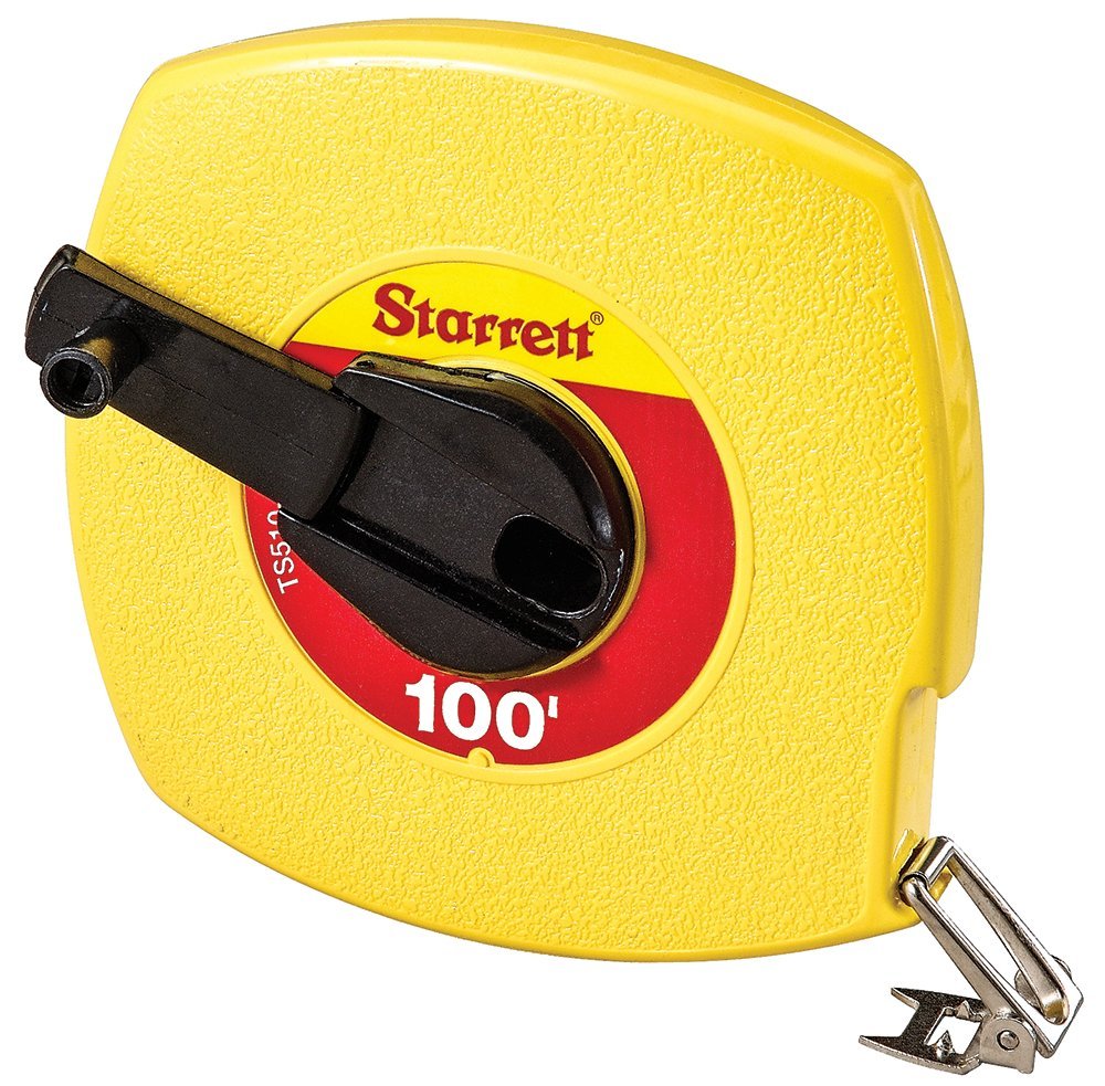 Starrett KTS510-100-N ABS Plastic Yellow Case Closed Reel Steel Long Tape, English Graduation Style, 100' Length, 0.375" Width, 0.125" Graduation Interval - NewNest Australia