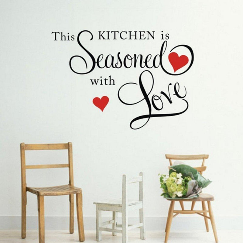 Picniva This Kitchen is Seasoned with Love Wall Quote Sticker Black 15'' X 22'' - NewNest Australia