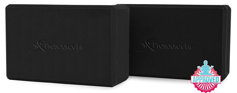 Prosource Fit Foam Yoga Blocks Set of 2, High Density EVA Yoga Bricks, Sturdy Yoga Prop Large Size 4”x 6” x 9” Black - NewNest Australia
