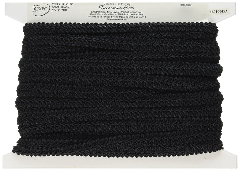 Expo International Trims by The Yard Alice Classic Woven Braid Trim, Black (20 Yard Cut) (IR1901BK-20) - NewNest Australia