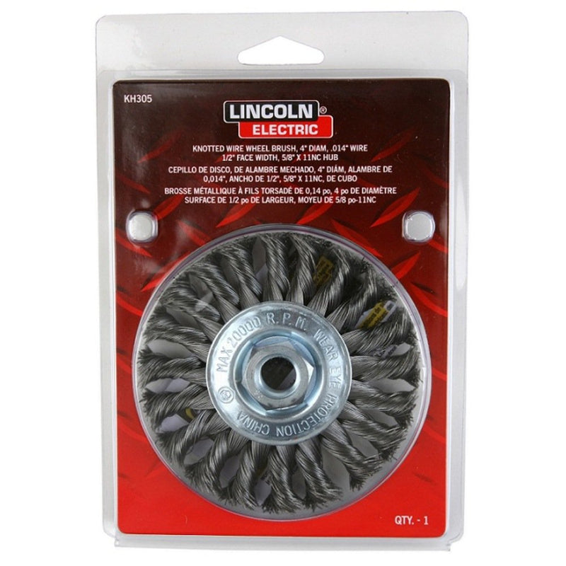 Lincoln Electric KH305 Knotted Wire Wheel Brush, 20000 rpm, 4" Diameter x 1/2" Face Width, 5/8" x 11 UNC Arbor (Pack of 1) - NewNest Australia