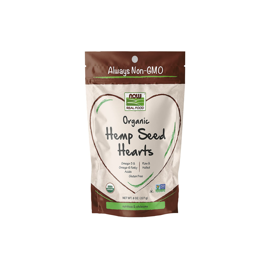 NOW Natural Foods, Organic Hemp Seed Hearts, High in Protein and Iron, with Omega-3 and Omega-6 Fatty Acids, Raw and Hulled, 8-Ounce (Packaging May Vary) - NewNest Australia