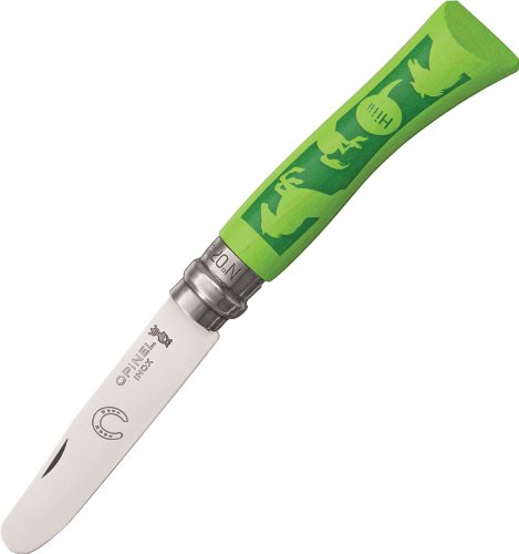 Opinel My First No.7 Stainless Steel Children’s Folding Pocket Knife with Safety Rounded Tip Green Equestrian - NewNest Australia