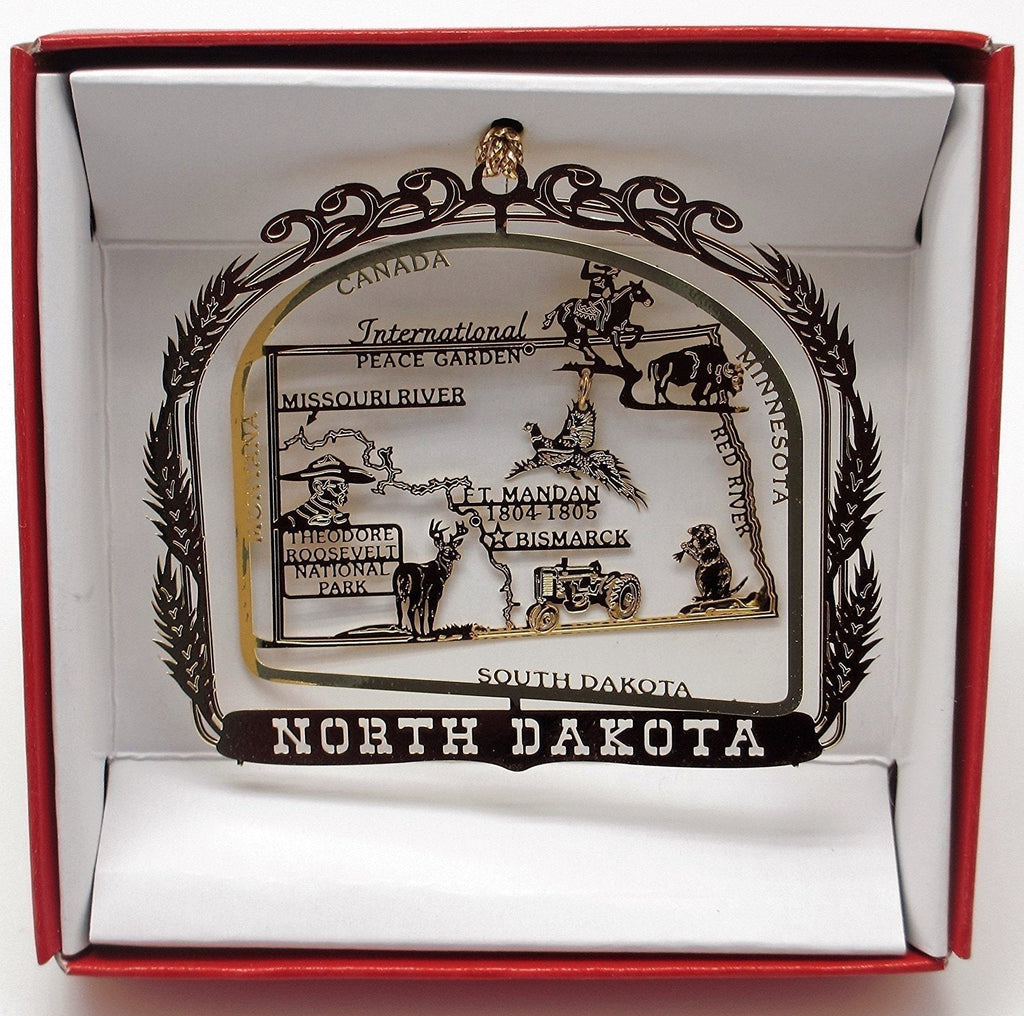 NewNest Australia - Nations Treasures North Dakota State Brass Ornament Souvenir Gift 