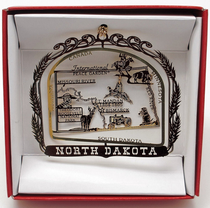 NewNest Australia - Nations Treasures North Dakota State Brass Ornament Souvenir Gift 