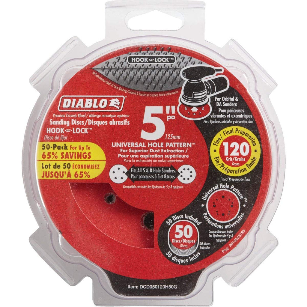 Diablo DCD050120H50G 5 in. 120-Grit Universal Hole Random Orbital Sanding Disc (50-Pack) - NewNest Australia