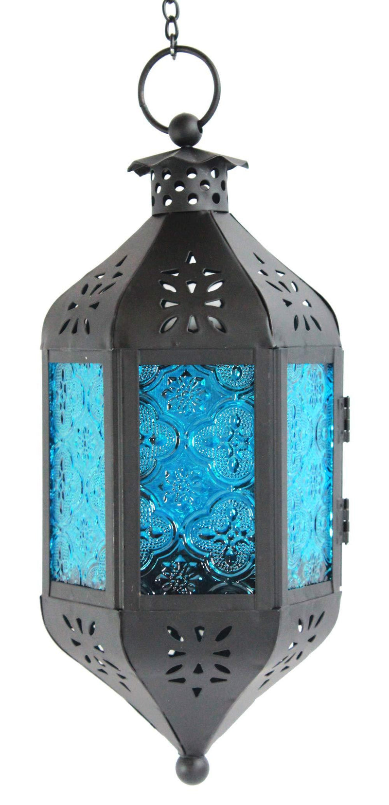 NewNest Australia - Vela Lanterns Hanging Moroccan Style Candle Lantern with Chain, Blue 1 