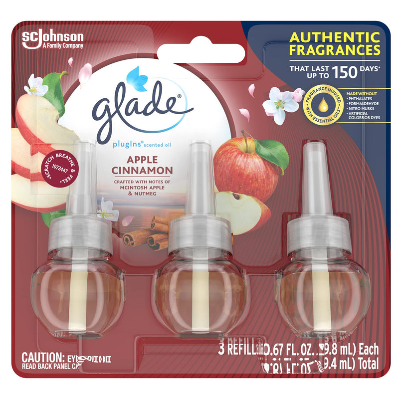 Glade PlugIns Refills Air Freshener, Scented and Essential Oils for Home and Bathroom, Apple Cinnamon, 2.01 Fl Oz, 3 Count 3 Refills - NewNest Australia