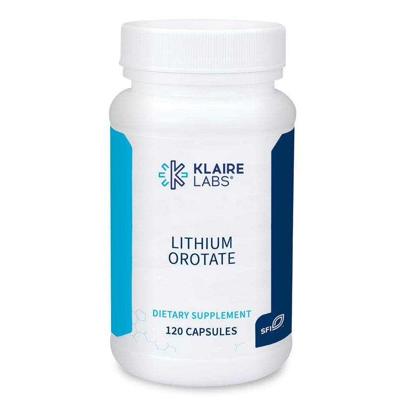 Klaire Labs Lithium Orotate 4.8 mg - May Help Balance Mood - Bioavailable Lithium Orotate Supplement - Trace Minerals Promote Focus, Memory, Cognitive & Mood Support (120 Vegetarian Capsules) - NewNest Australia