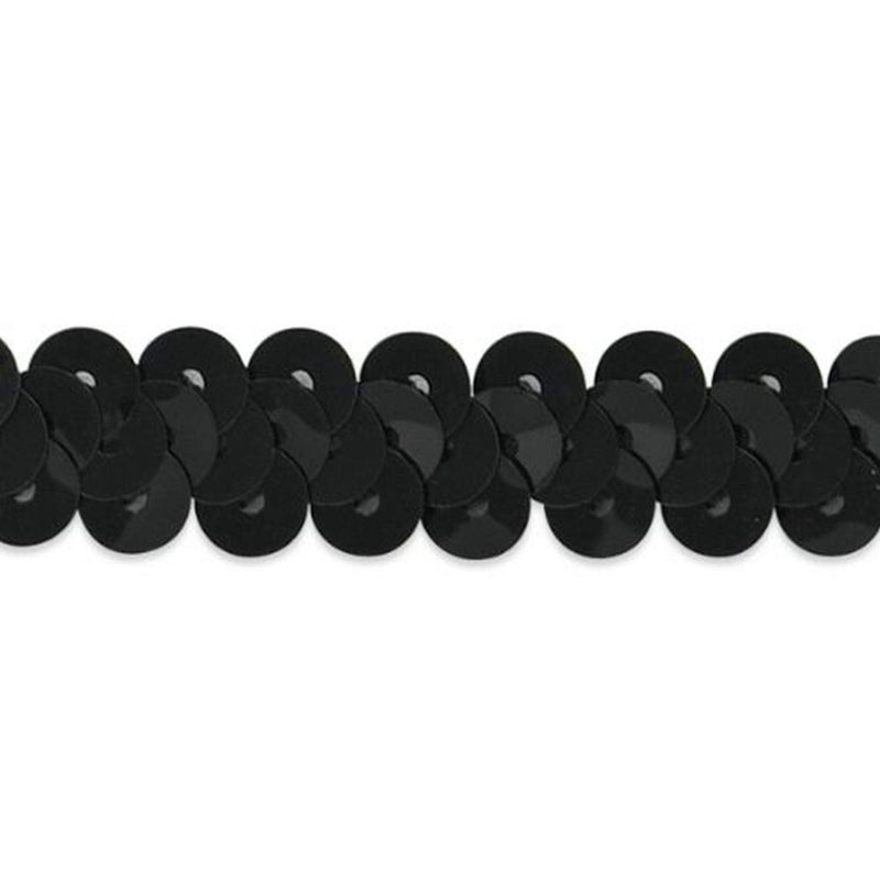 Trims by the Yard 1 Row 3/8" Metallic Stretch Sequin Trim | Black| (20 yard cut) - NewNest Australia