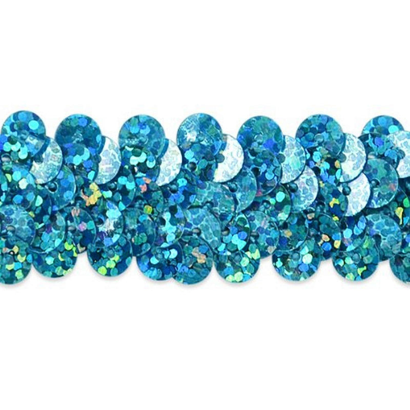 Expo International, Inc. 2 Row 7/8" Starlight Hologram Stretch Sequin Trim, 20 Yards, Aqua Blue - NewNest Australia