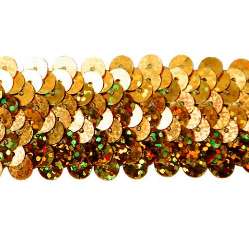 Expo International, Inc. 3 Row 1 1/4" Starlight Hologram Stretch Sequin Trim, 20 Yards, Gold - NewNest Australia