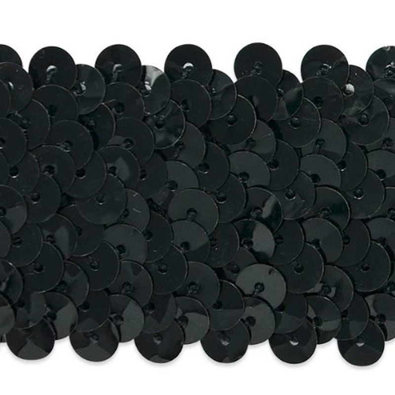 Trims by the Yard 4 Row 1 1/2" Metallic Stretch Sequin Trim | Black | (10 yard cut) - NewNest Australia