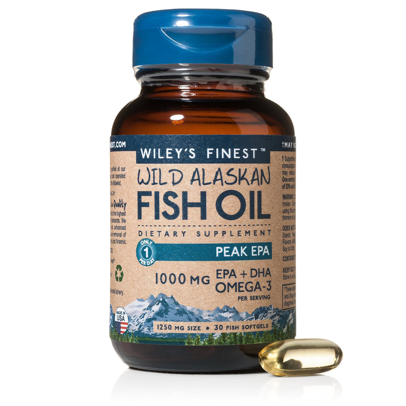 Wiley's Finest Wild Alaskan Fish Oil - 3X Triple Strength Peak EPA DHA, 1000mg Omega-3s, SQF-Certified, 30 Softgels 30 Count (Pack of 1) - NewNest Australia