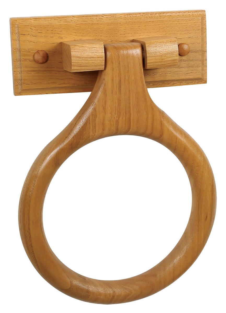 Design House 561191 Dalton Towel Ring, Wall-Mounted Bathroom Accessory, Honey Oak Wood Construction, One Size - NewNest Australia