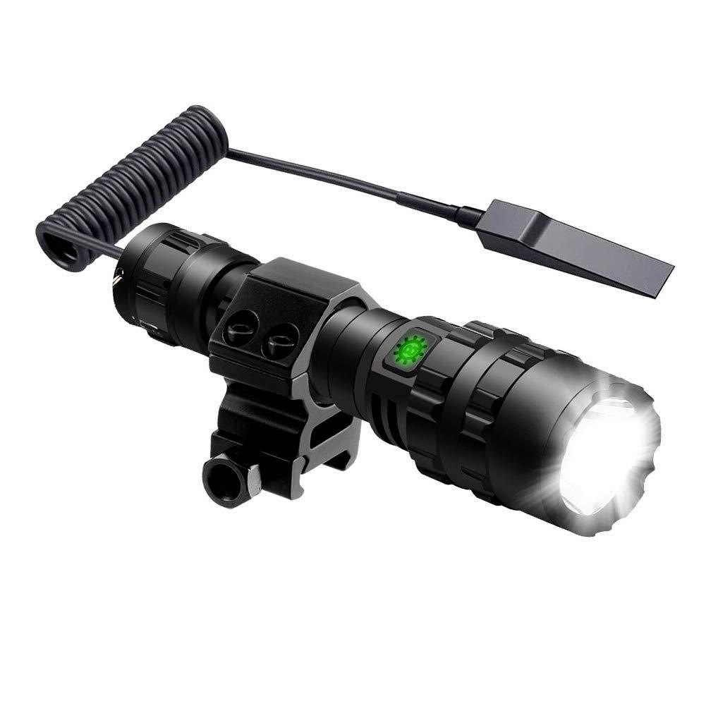 POVAST Tactical Flashlight with Mount Pressure Switch for Weaver Picatinny Rail, 5 Modes Weapon Light, Rechargeable Battery Included - NewNest Australia