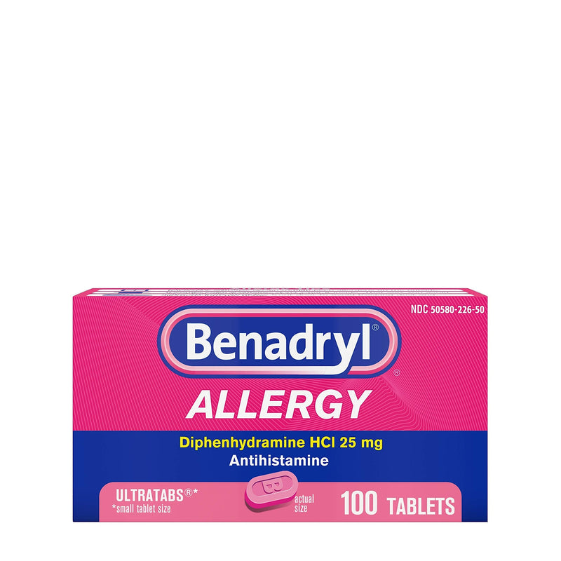 Benadryl Ultratabs Antihistamine Allergy Relief Tablets, Diphenhydramine HCl 25mg, 100 ct - NewNest Australia