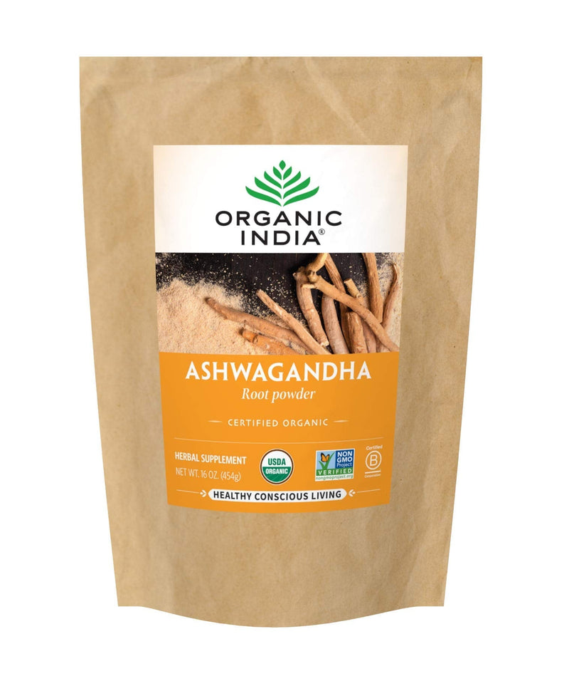 Organic India Ashwagandha Powder - Stress-Relief, Vegan, Gluten-Free, Kosher, USDA Certified Organic, Non-GMO, Uplift Mood, Supports Endurance, Herbal Supplement - 1 Lb Bag 1 Pound (Pack of 1) - NewNest Australia