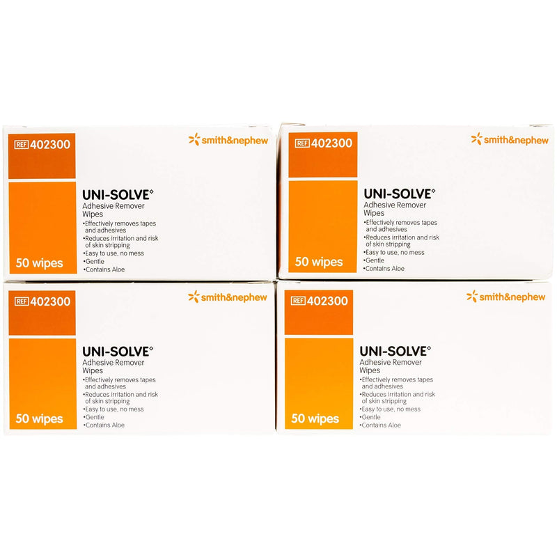 UNI-SOLVE ADHESIVE REMOV WIPES 50 count 4pack - NewNest Australia