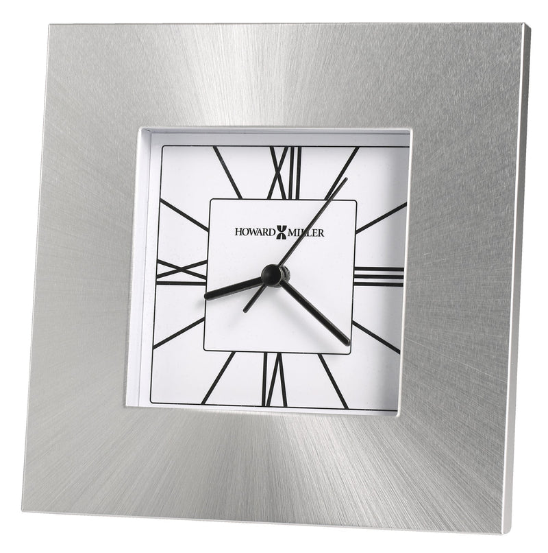 NewNest Australia - Howard Miller Kendal Table Clock 645-749 – Silver Square Aluminum Home Decor with Quartz Movement 