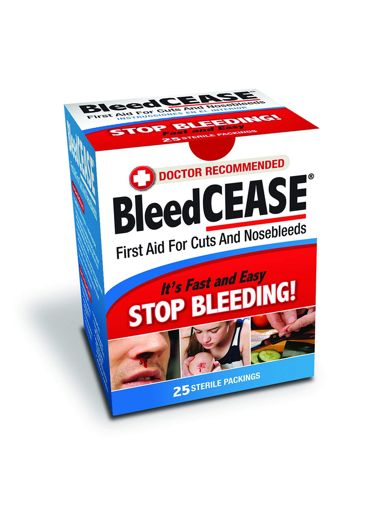 BleedCEASE First Aid for Cuts and Nosebleeds Sterile Packings, 25 Count - NewNest Australia